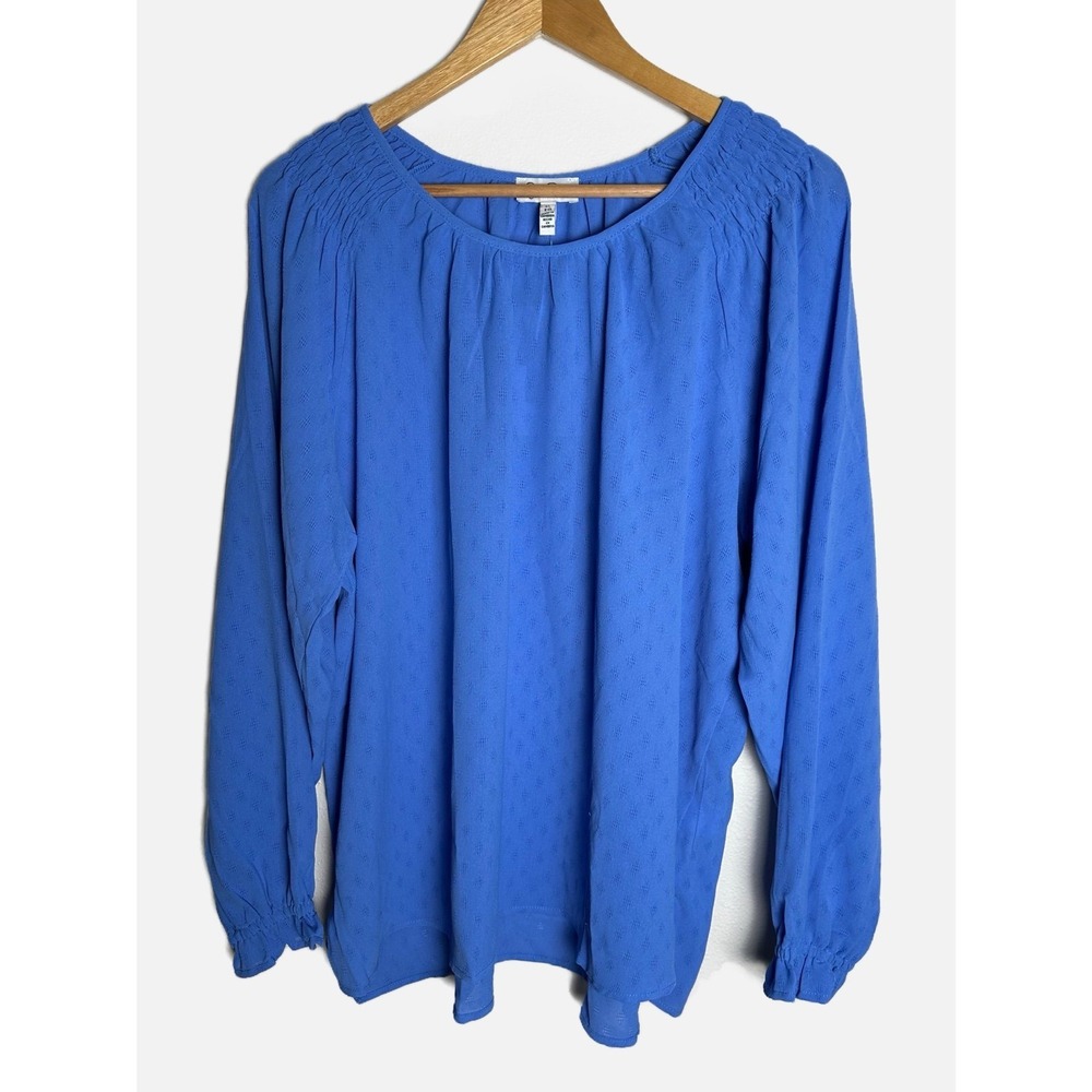 Jessica Simpson Women's Textured Pull Over Blouse Blue Size XL NWT - Picture 3 of 7